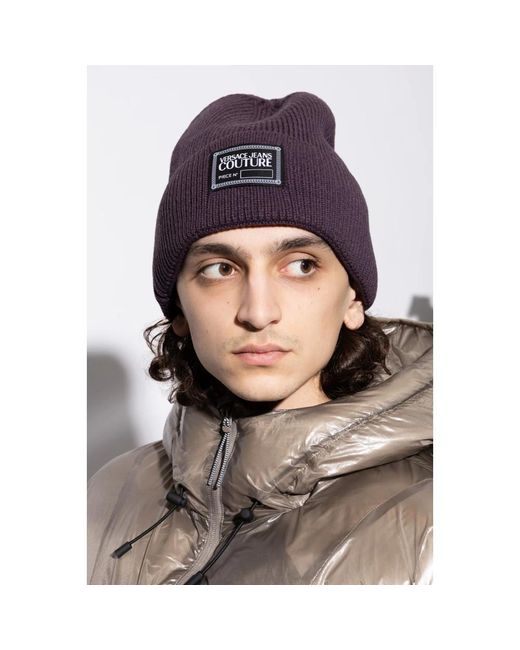 Versace Jeans Couture Accessoires ,Paars ,Polyester Hoed Met Logo Patch in het Purple voor heren