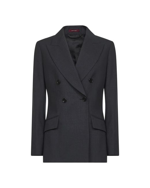 Gucci Jassen ,Grijs ,Wol Double-Breasted Wollen Jas in het Black