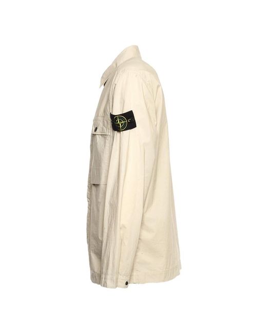 Stone Island Tortora Ss25 Overshirt in Natural für Herren