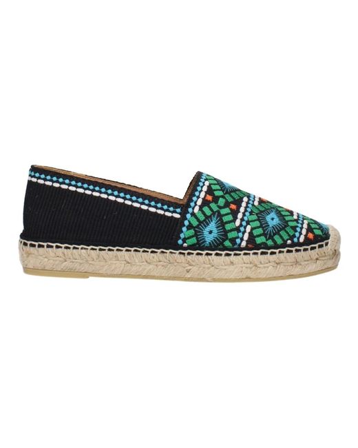 Prada Zwarte Stoffen Espadrilles Met Print in het Blue