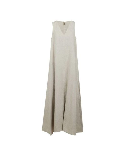 Max Mara Gray Ärmelloses Leinenkleid