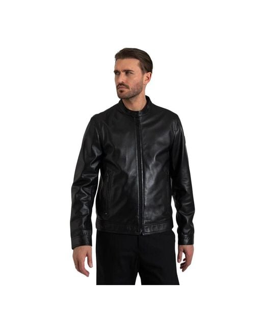 Strellson Lederjacke Mit Baumwollfutter in Black für Herren