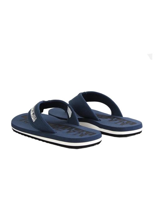 Napapijri Blaue Baumwoll Flip Flops in Blue für Herren