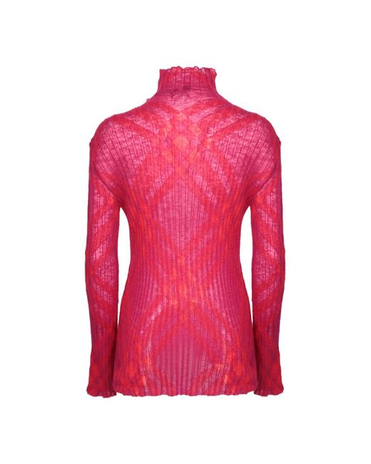 Burberry Truien & Vesten ,Rood ,Wol Rode Gebreide Kleding Aw 23 Stijlvolle Silhouet in het Pink