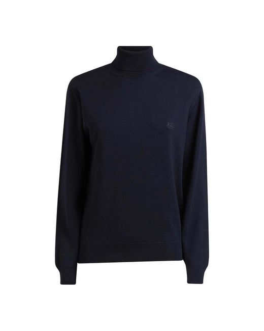 Etro Truien & Vesten ,Blauw ,Wol Blauwe Wollen Trui Met Col in het Blue