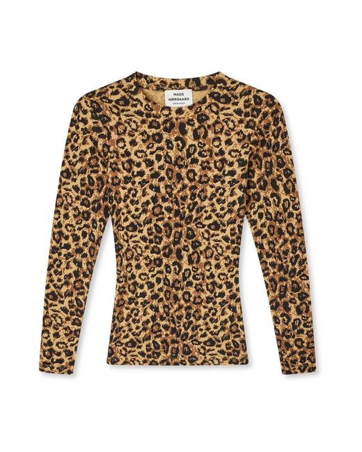 Mads Nørgaard Brown Leopard Animal Print Langarm Top