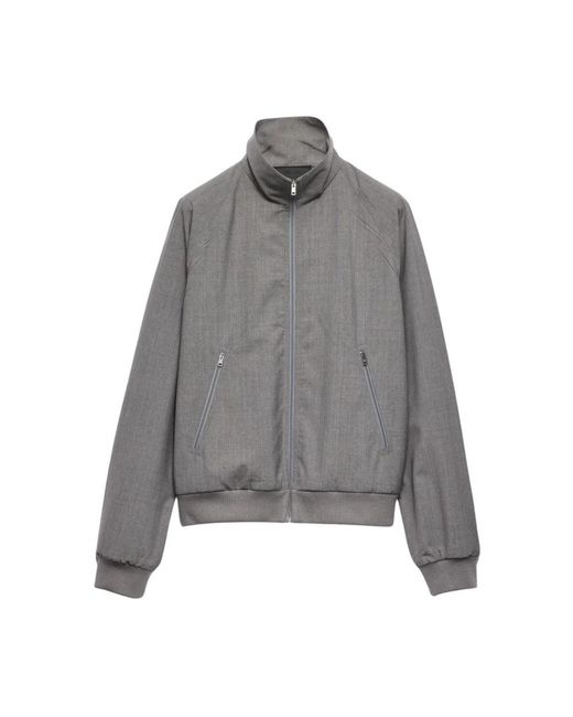 Prada Jassen ,Grijs ,Lichtgewicht Zip-Up Jas Met Hoge Kraag En Zakken Aan De Voorkant in het Gray voor heren