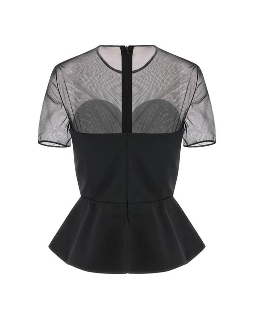 Nensi Dojaka Overhemden ,Zwart ,Wol Tailored Bustier Met Transparante Halslijn in het Black