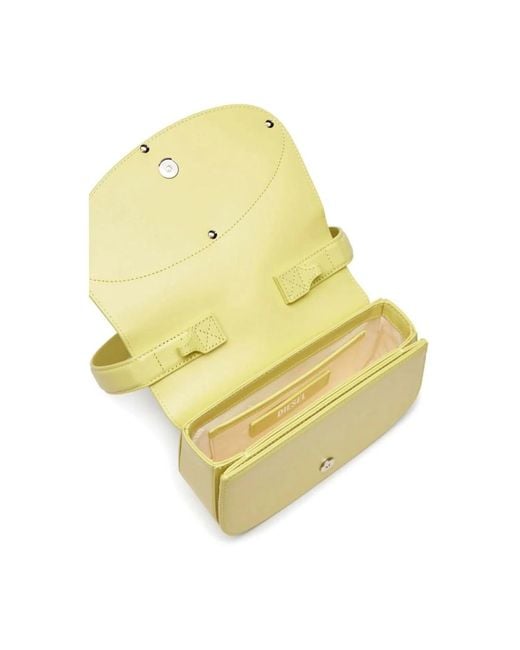 DIESEL Yellow 1dr - ikonische schultertasche aus pastellfarbenem leder