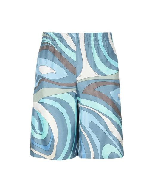 Emilio Pucci Seiden Bermuda Shorts Elastischer Bund in Blue für Herren