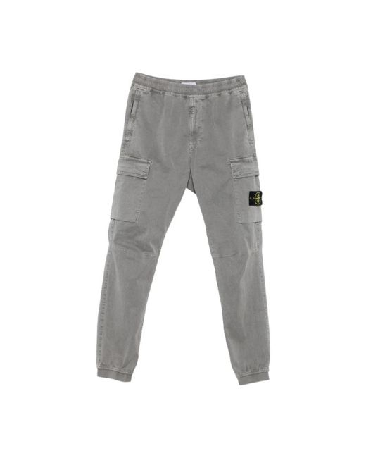 Stone Island Gray Slim-Fit Trousers for men