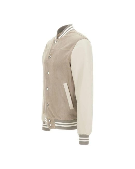 Eleventy Gray Leather Jackets for men