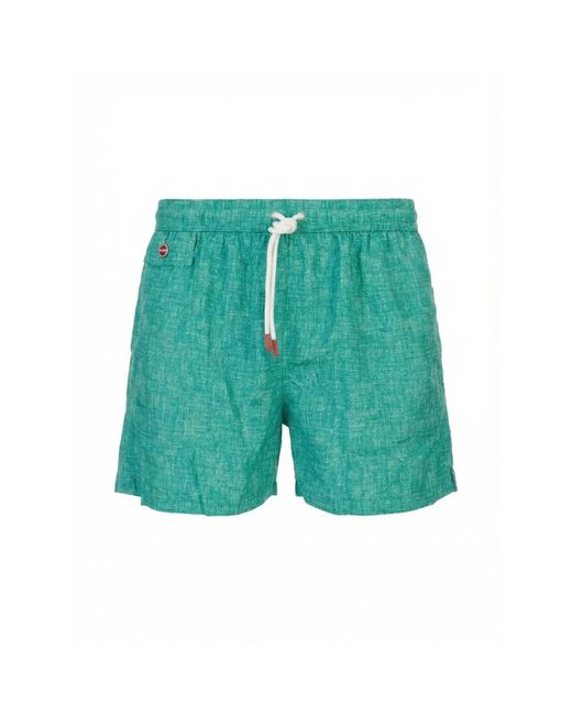 Kiton Badmode ,Groen ,Polyester Drawstring Zwemshorts in het Green voor heren