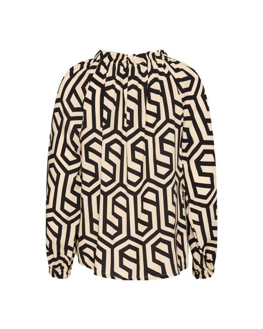 Cream Black Blouses