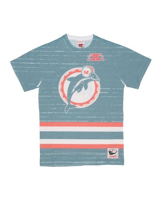 Mitchell & Ness Tops ,Blauw ,Katoen Miami Dolphins Voetbal Tee in het Blue voor heren
