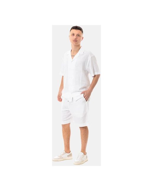 Emporio Armani Leinen-Bermuda-Shorts Mit Elastischem Bund in White für Herren