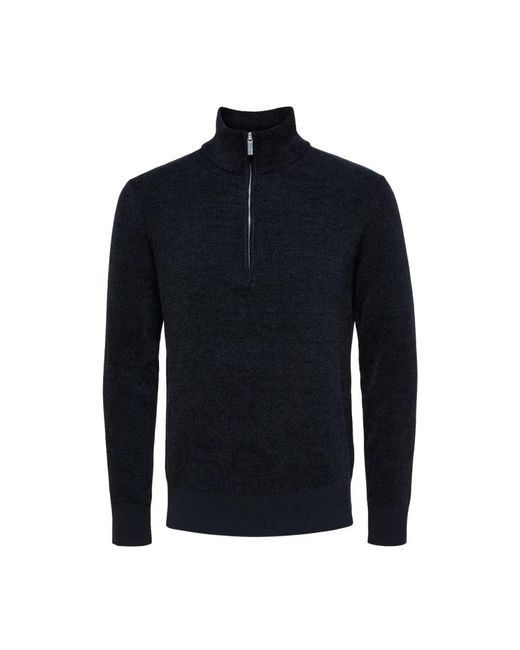 SELECTED Truien & Vesten ,Blauw ,Rodney High Neck Half Zip Pullover in het Blue voor heren