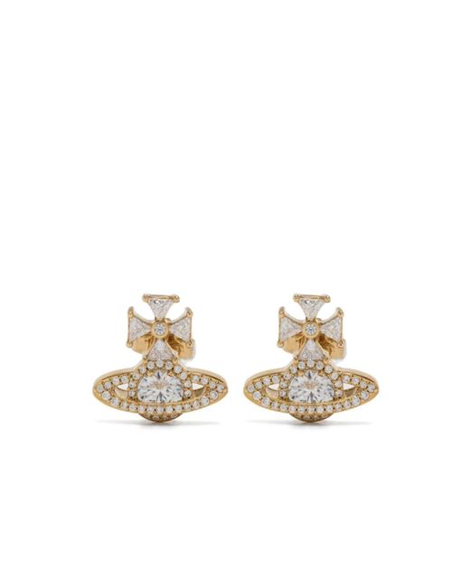 Vivienne Westwood Goud Wit Mila Oorbellen in het Metallic