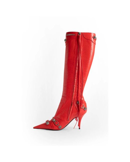 Balenciaga Red Rote cagole 90mm stiefel mit nieten