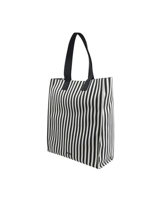 MSGM Schwarze Und Weiße Gestreifte Baumwolltasche in Black für Herren
