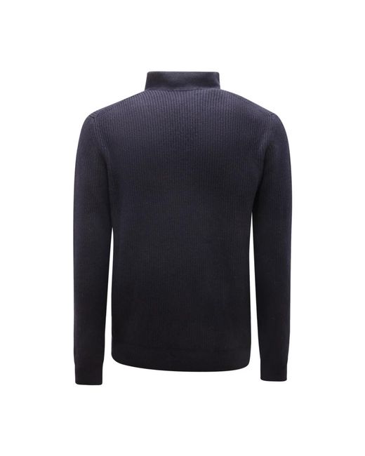 Alpha Studio Woll Mid-Zip Pullover in Blue für Herren