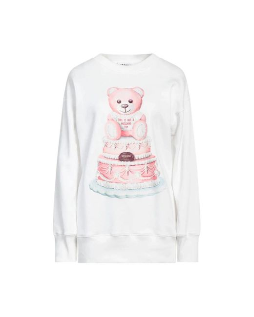 Moschino White Teddy cake sweatshirt kleid