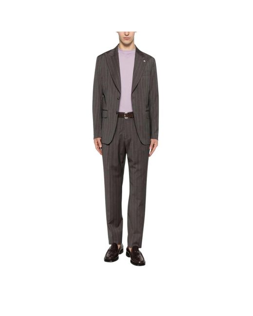 Manuel Ritz Gray Single Breasted Suits for men