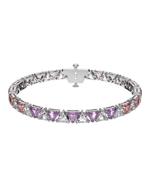 Swarovski Accessoires ,Grijs Tennis Armband Trilliant Slijpsel Roze Matrix 5614928 in het Metallic