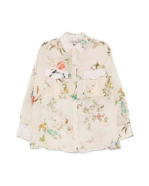 Semicouture Natural Weiße Button-Up Bluse Klassischer Stil
