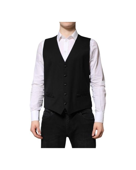 Dolce & Gabbana Black Waistcoats for men