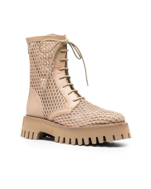 Casadei Natural Lace-Up Boots