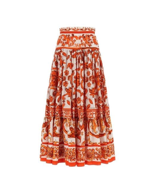 Dolce & Gabbana Orange Maxi Skirts