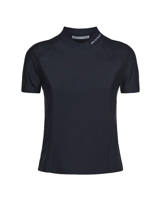 Alexander Wang Blue Schwarzes rashguard top mit mock neck