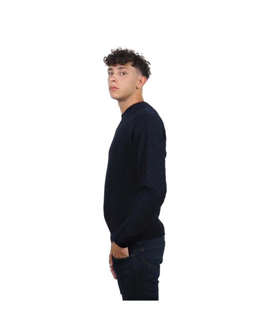AT.P.CO Blauer Diagonaler Strickpullover in Blue für Herren