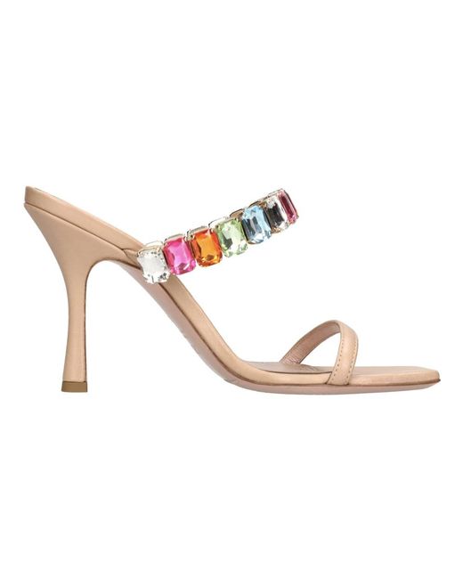 Gedebe Pink Heeled Mules
