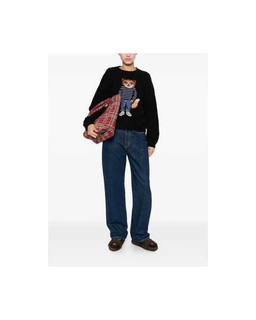 Maison Kitsuné Black Dressed Fox Intarsia Wollpullover
