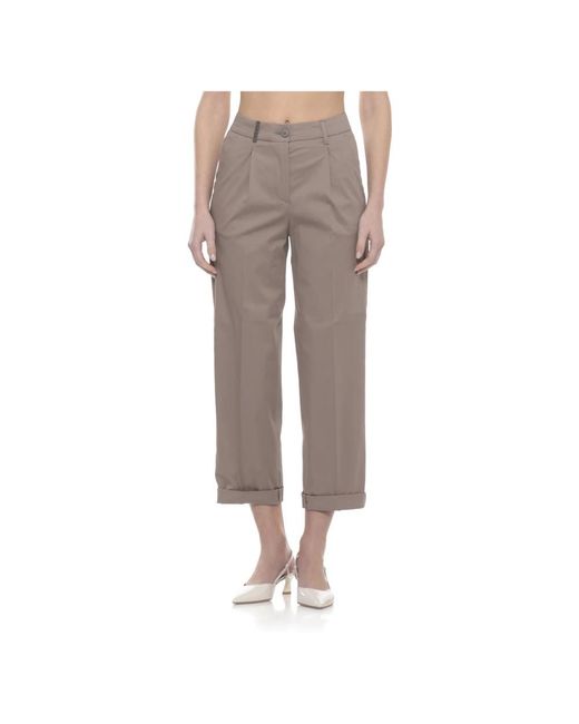 Peserico Gray Cropped Trousers