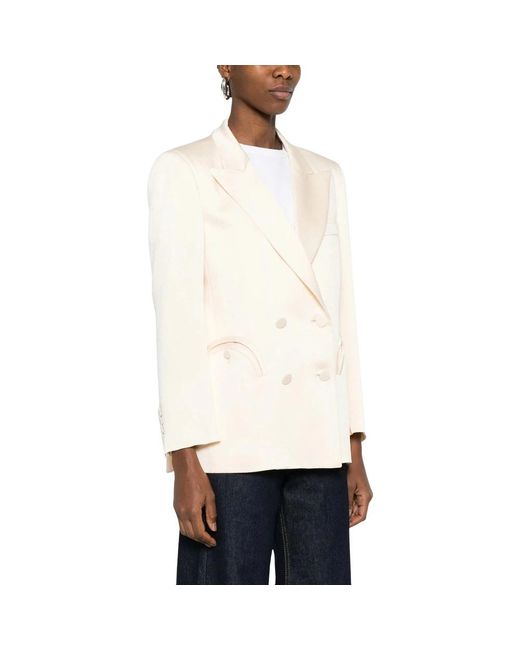 Blazé Milano Jassen ,Leer Double-Breasted Blazer in het White