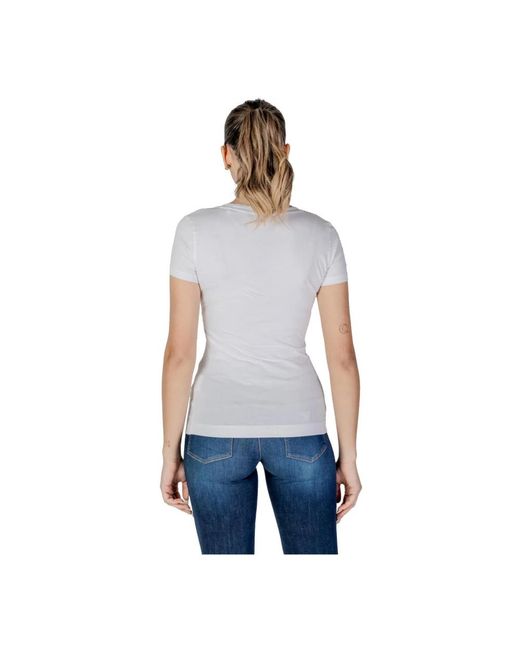 Guess T-Shirt Met Strassteentjes En Print in het Blue