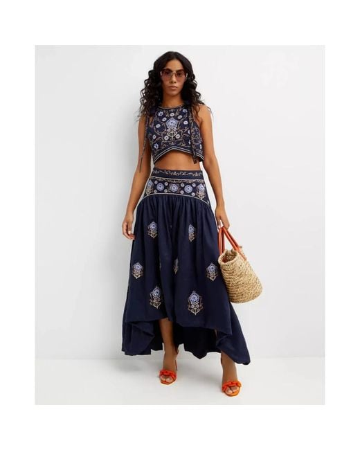Agua Bendita Blue Maxi Skirts