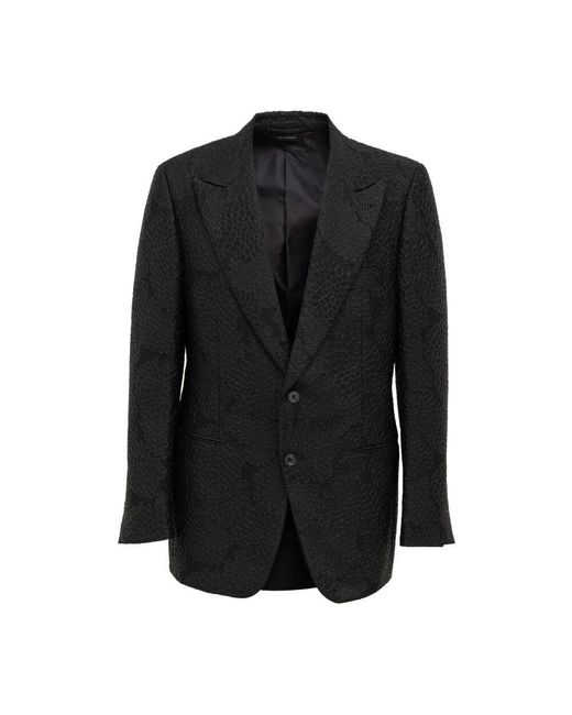 Tom Ford Schwarze bestickte jacke regular fit in Black für Herren