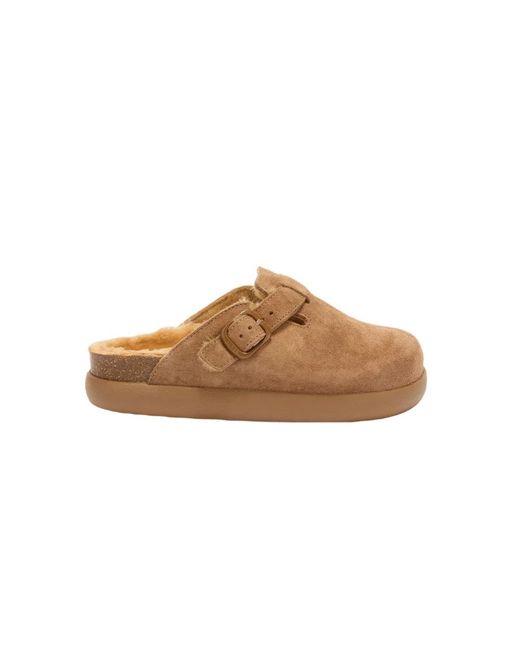 Scholl Schoenen ,Leer Fae Chunky Sabot in het Brown