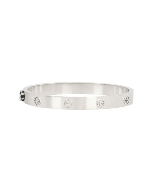 Tory Burch White Icon Hinge Armreif