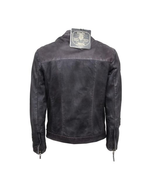 The Jack Leathers Jassen ,Grijs ,Grijze Leren Jas Moreno+Patch Enzym in het Gray voor heren