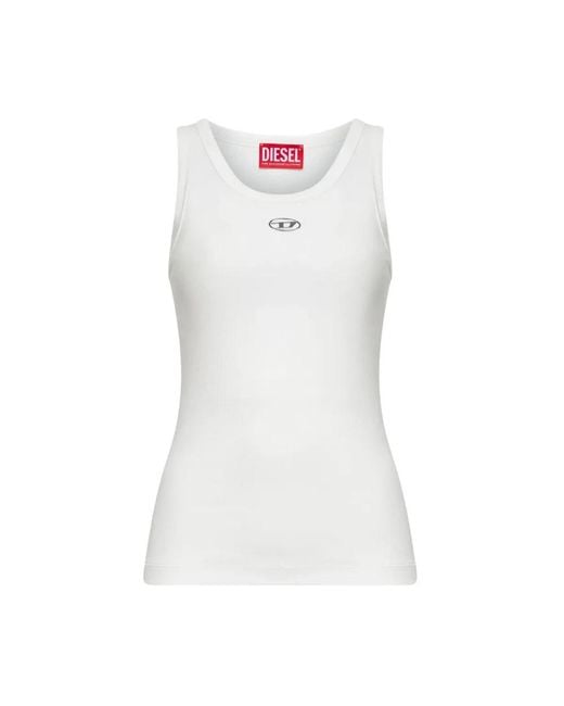 DIESEL White Sleeveless Tops