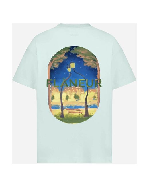 flâneur Blauwe Lanterns Of Love T-Shirt in het Blue voor heren