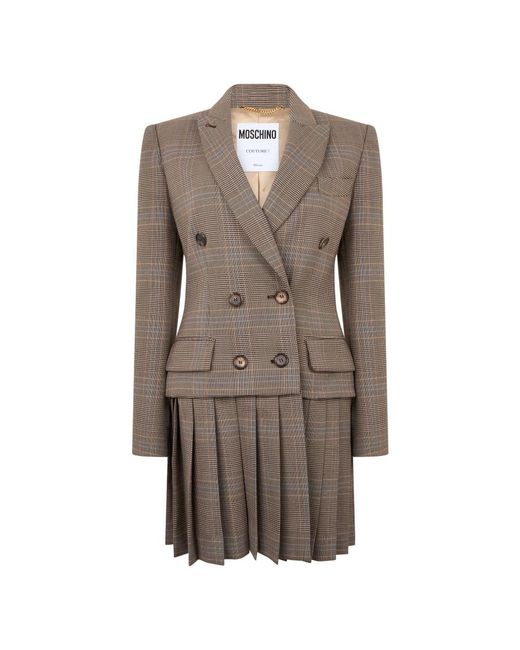 Moschino Elegante Jas Met Geplooide Rok in het Brown