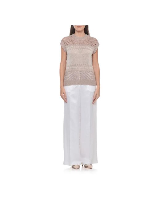 Peserico White Round-Neck Knitwear