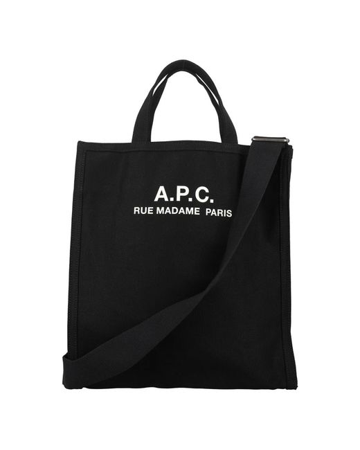 A.P.C. Schwarze handtasche mit zwei griffen und verstellbarem schulterriemen in Black für Herren