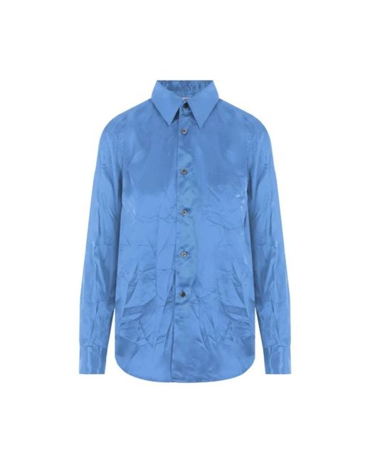 Camicia blu in raso con ruches di Comme des Garçons in Blue
